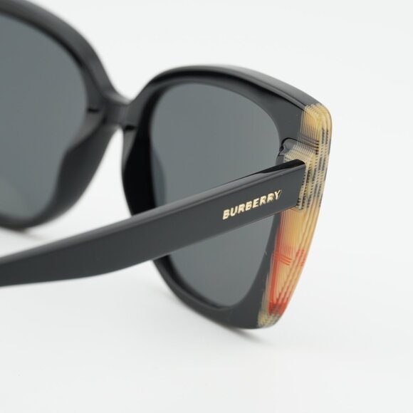 Burberry BE4393 405587 Sunglasses Black/Vintage Check Cat Eye Frame, Grey Lenses main image 10